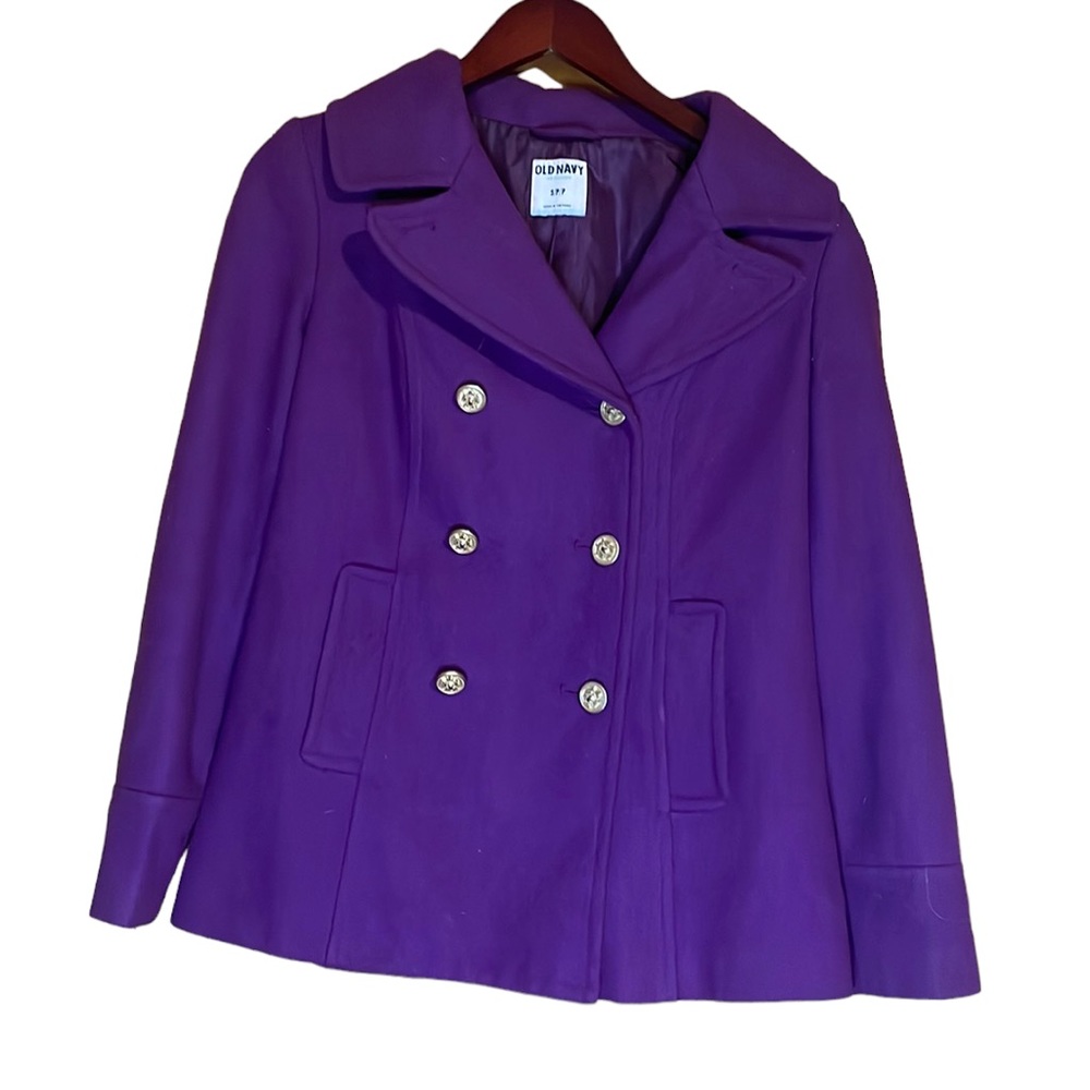 •OLD NAVY•PURPLE DOUBLE BREASTED GOLD BUTTONS PEACOAT SIZE SMALL